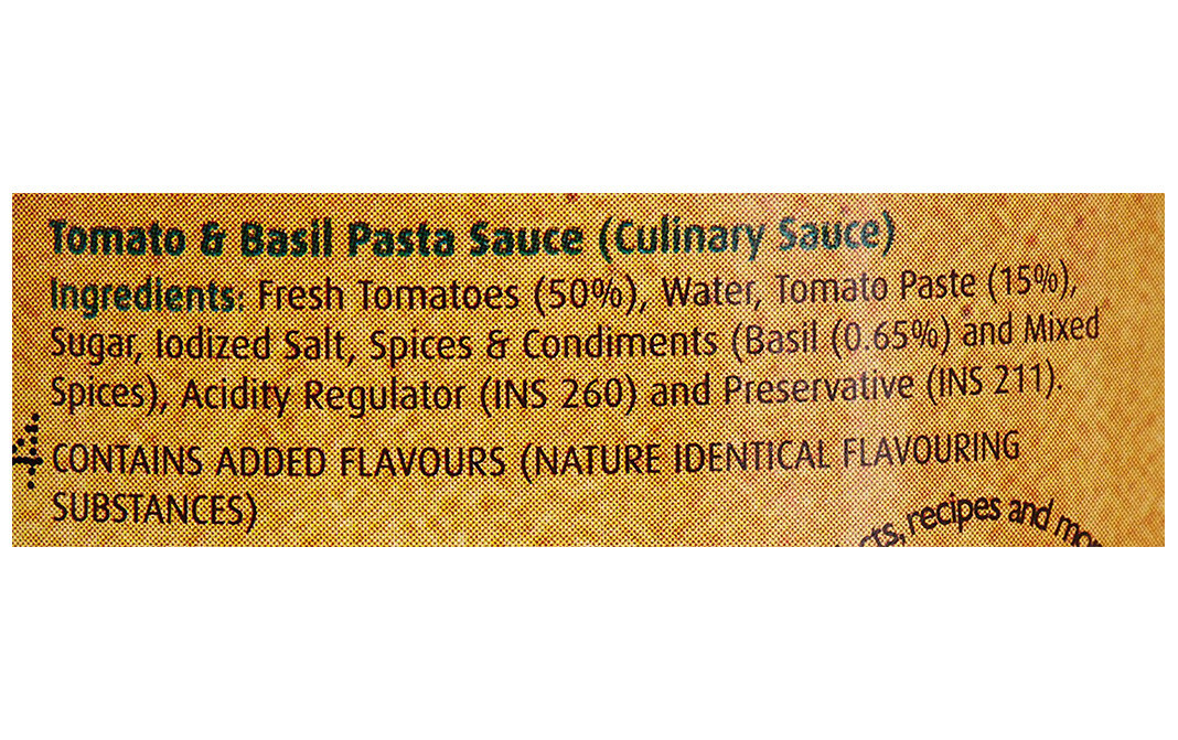 Del Monte Tomato and Basil Pasta Sauce Glass Jar 350 grams Reviews Nutrition Ingredients